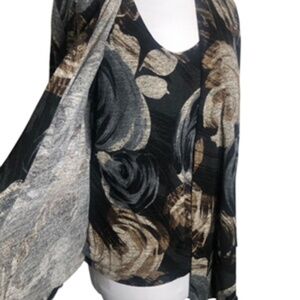 No Brand Label Floral Faux Tank Cardigan with Swing Bottom Top Size L